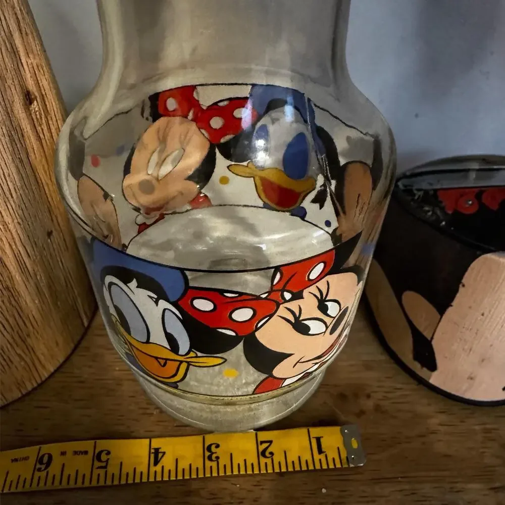 Vintage Anchor Hocking Walt Disney Glass Juice Carafe Pitcher with Lid